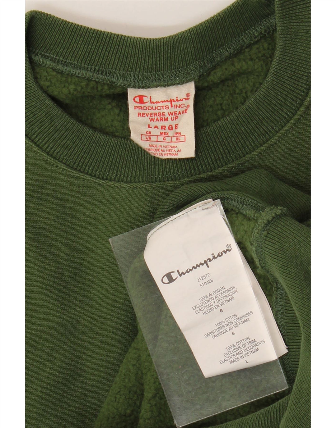CHAMPION Mens Reverse Weave Sweatshirt Jumper Large Green Cotton