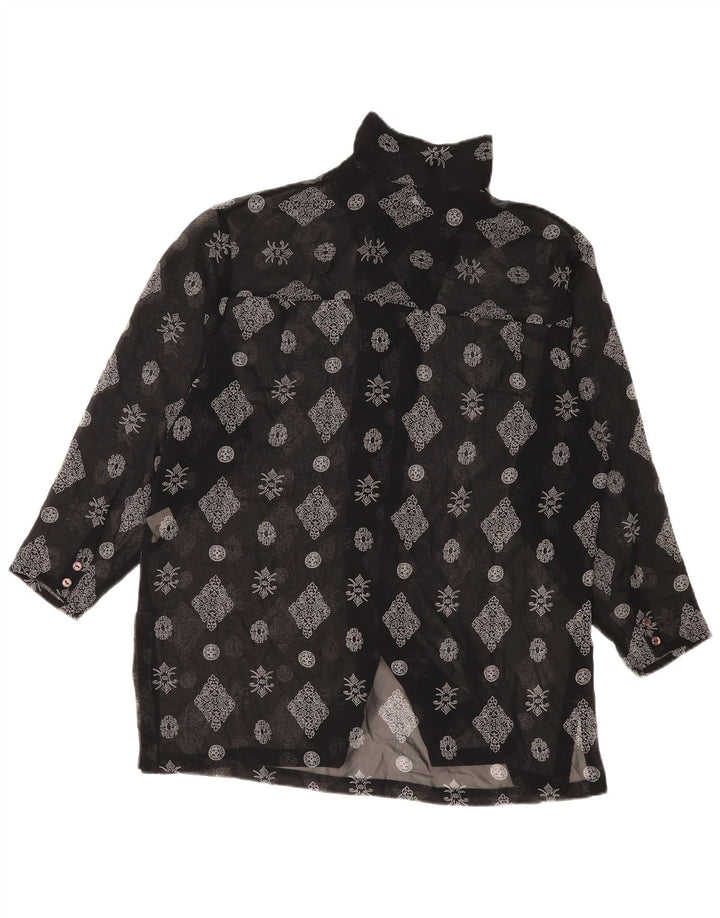 S.Oliver Womens Longline Shirt Blouse EU 36 Small Black Floral Polyester