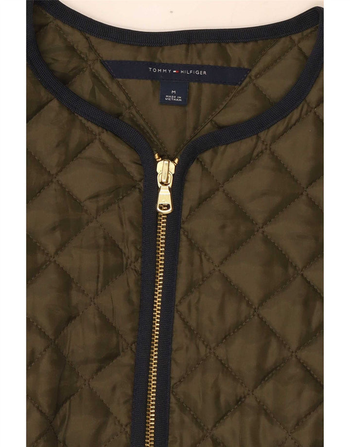Tommy Hilfiger Womens Quilted Gilet UK 12 Medium Khaki Polyester