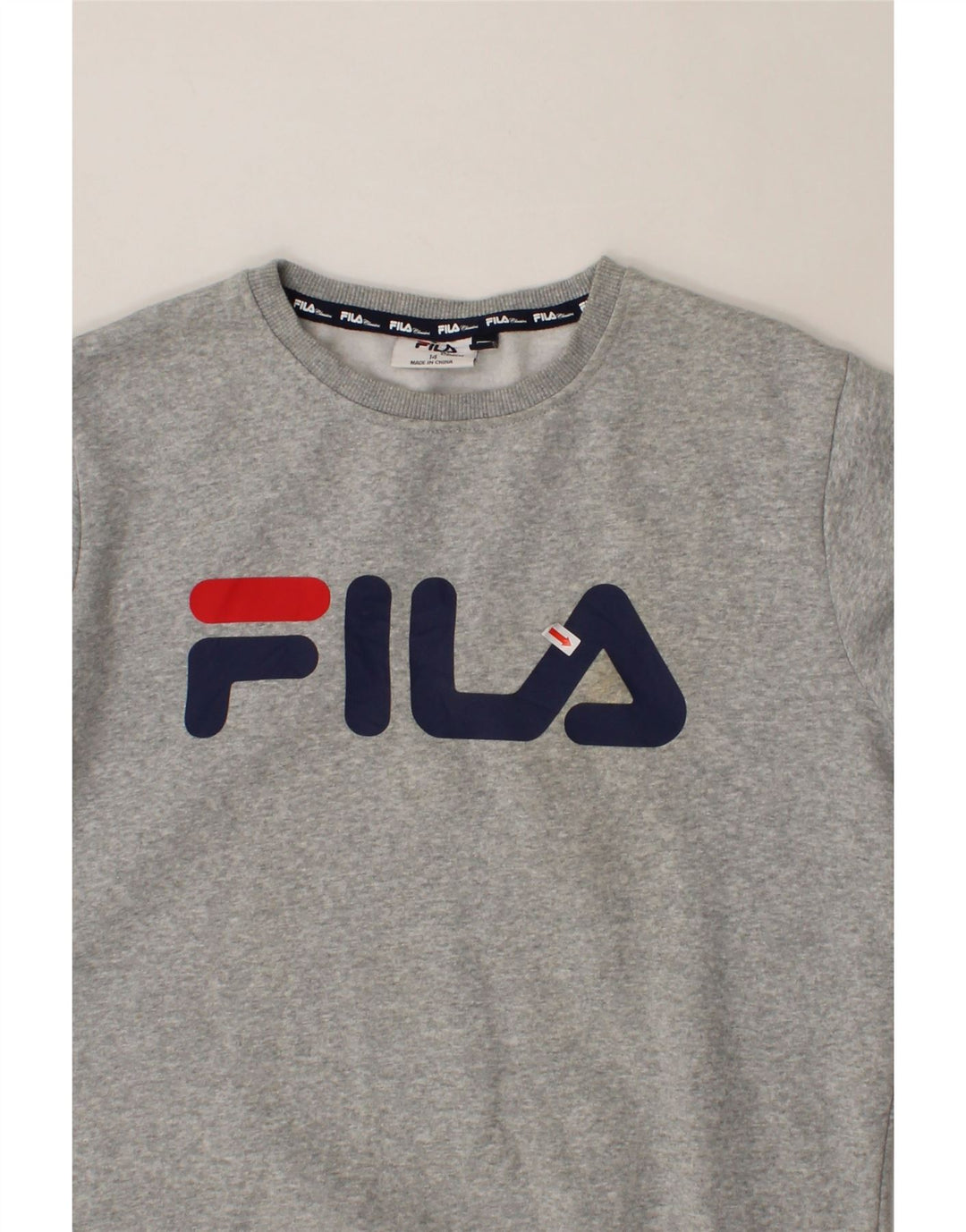 FILA Womens Graphic Sweatshirt Jumper UK 14 Medium  Grey Cotton Vintage Fila and Second-Hand Fila from Messina Hembry 