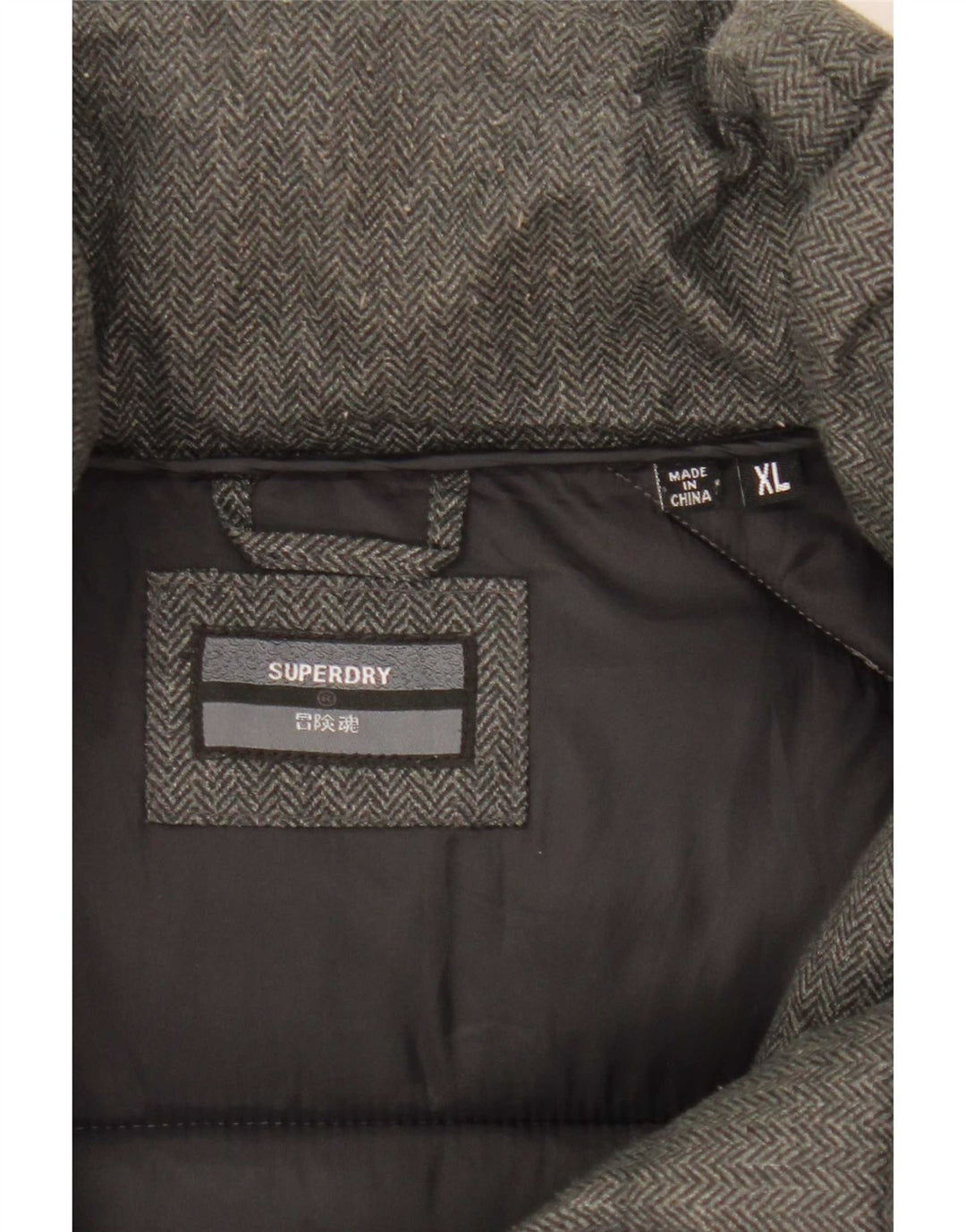 Superdry Veste matelassée homme UK 42 XL Gris Herringbone Polyester