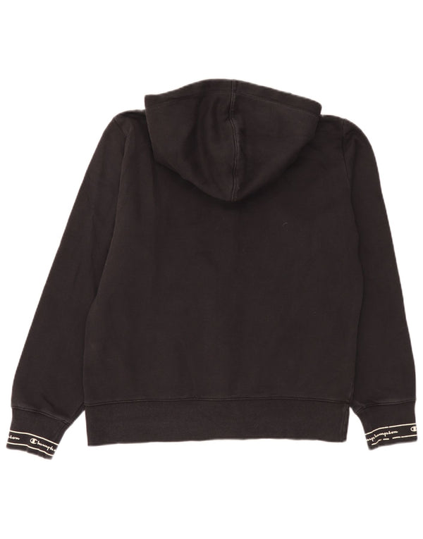Champion Womens Graphic Zip Hoodie Sweater UK 18 XL Black Cotton