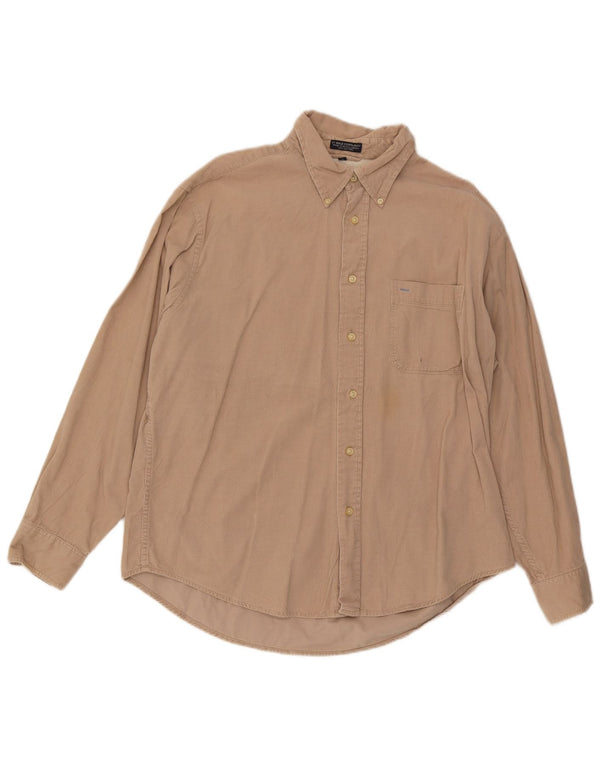 Camicia da uomo in velluto a coste Izod grande in cotone beige
