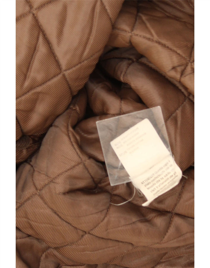Les Copains Womens Quilted Overcoat IT 42 Medium Brown Acetate
