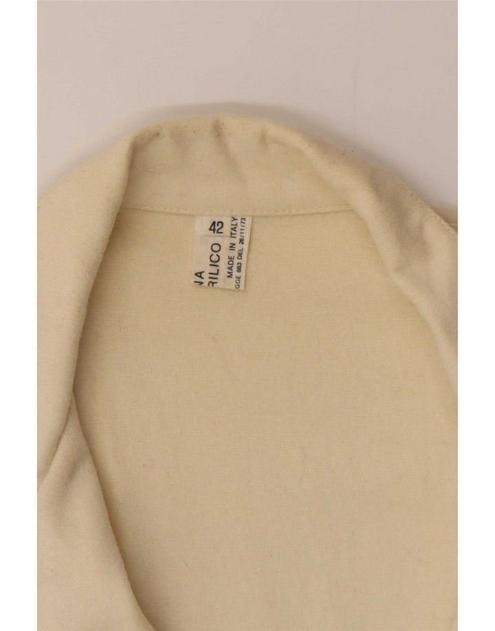 Vintage mujer doble pecho Blazer chaqueta IT 42 medio de lana blanca