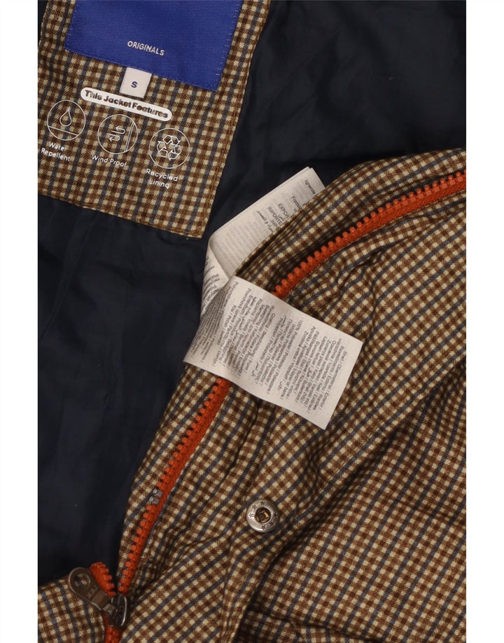 Jack & Jones Mens Padded Jacket UK 36 Small Brown Check Polyester