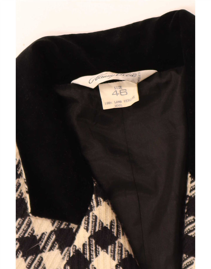 Jachetă vintage pentru femei cu 3 nasturi IT 46 Large Black Houndstooth Classic