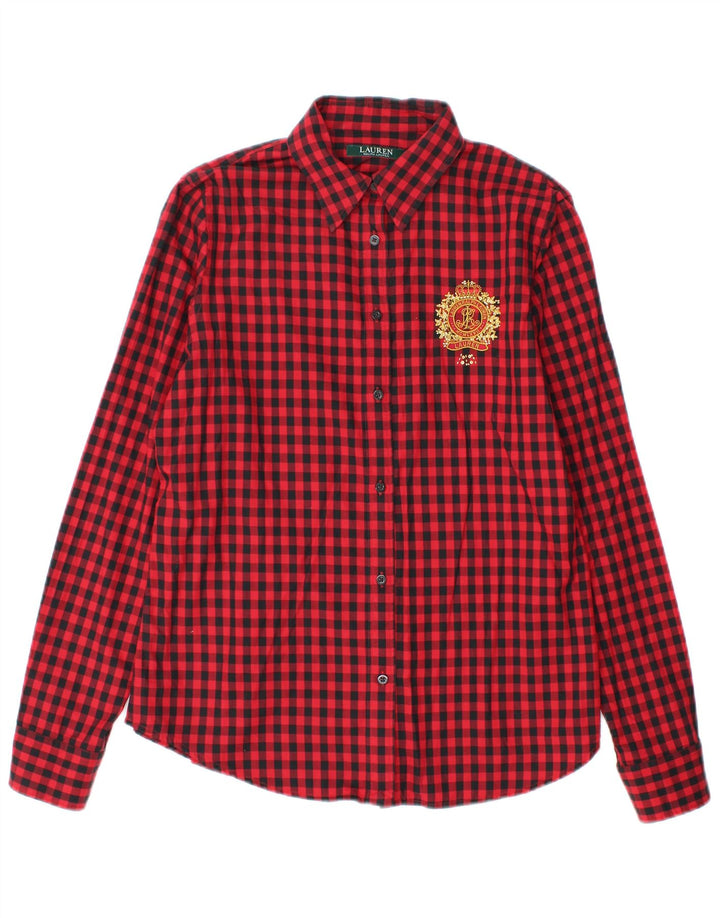 Ralph Lauren Damen-Hemd UK 14 aus mittelroter Gingham-Baumwolle