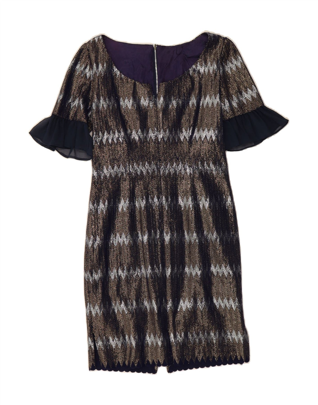 VINTAGE Womens Sheath Dress UK 12 Medium Grey Chevron Vintage Vintage and Second-Hand Vintage from Messina Hembry 