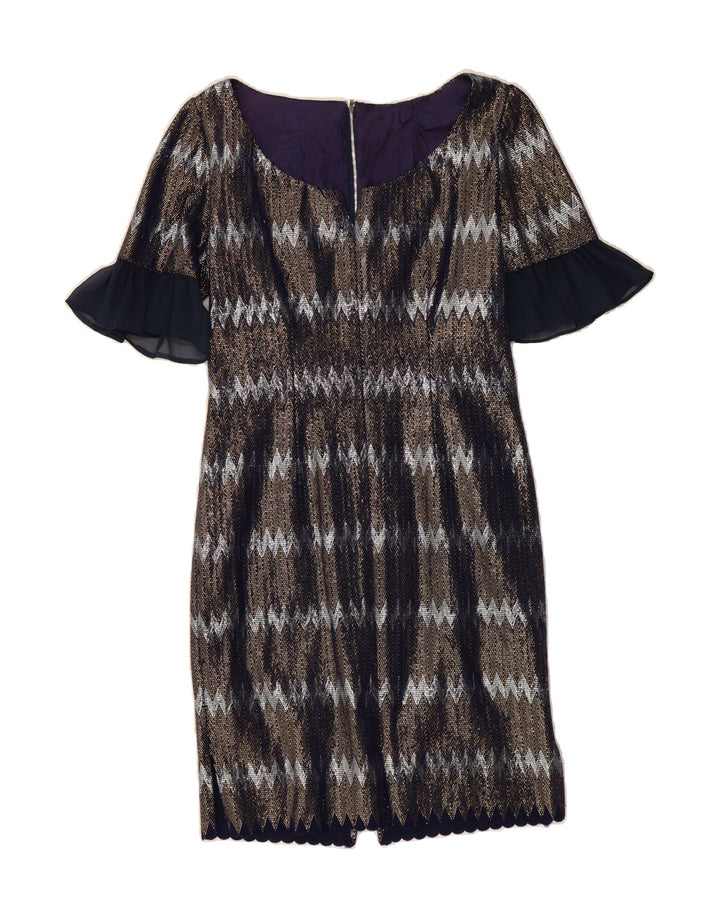 VINTAGE Womens Sheath Dress UK 12 Medium Grey Chevron Vintage Vintage and Second-Hand Vintage from Messina Hembry 