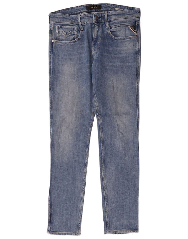 Replay Womens Anbass Slim Jeans W32 L32 Blue Cotton