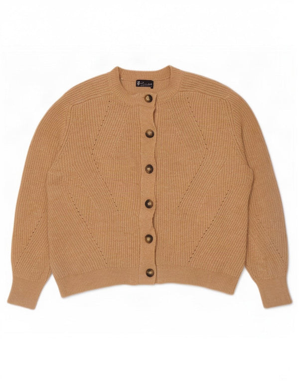 Marks & Spencer Damen-Cardigan mit lockerer Passform, UK 16, Größe L, Beige, Acryl