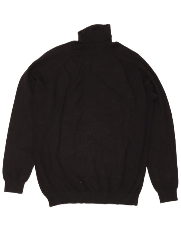 Zara Mens Roll Neck Jumper Sweater Large Black Viscose