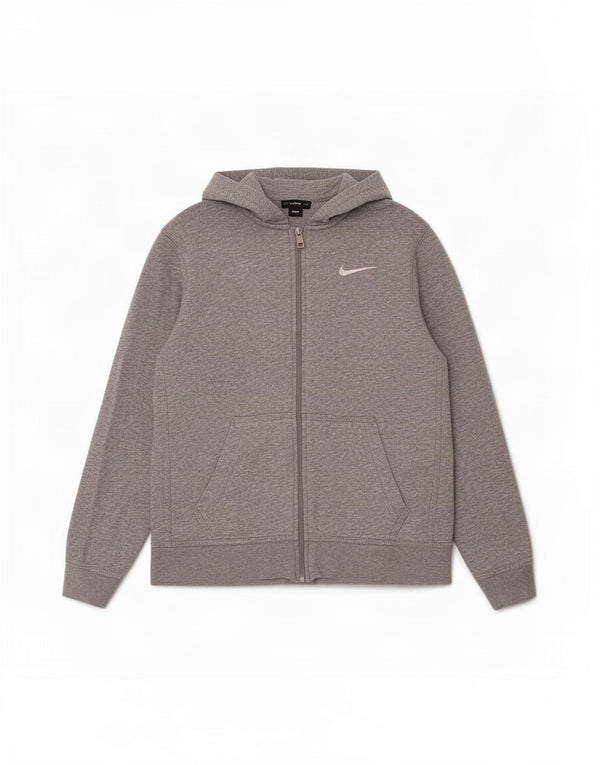 Nike Boys Zip Hoodie Sweater 12-13 Years Large Grey Cotton