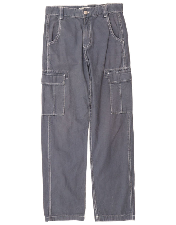 Zara Mens Straight Cargo Trousers EU 36 XS W29 L30 Blue Cotton