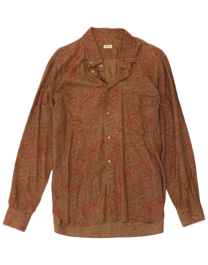Pizzarotti Mens Shirt Medium Brown Paisley