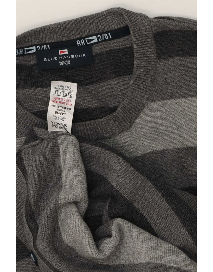 Marks & Spencer Pull à col rond bleu Harbour pour homme, grand gris