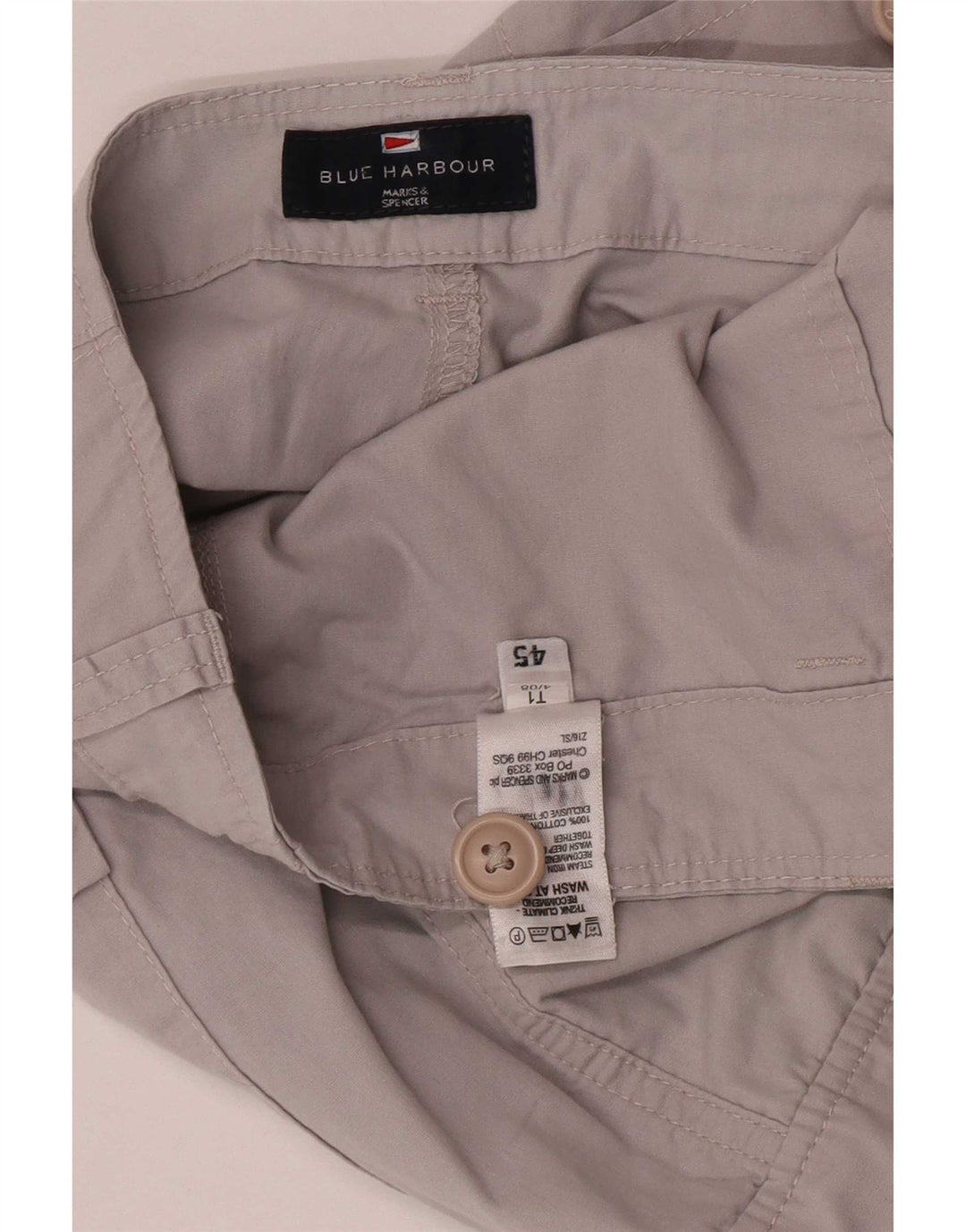 Marks & Spencer Mens Blue Harbour Cargo Shorts W36 Large Grey Cotton