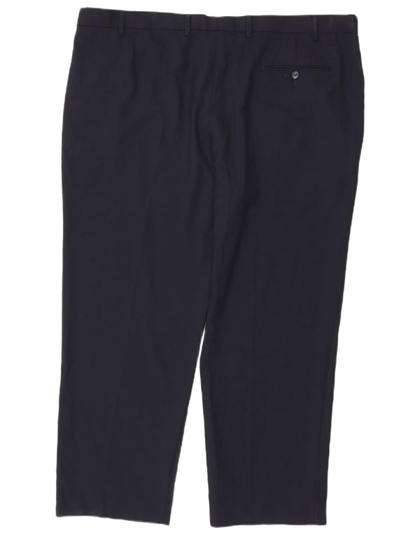 Pantaloni da abito vestibilità regolare da uomo Marks & Spencer W46 L31 poliestere blu navy