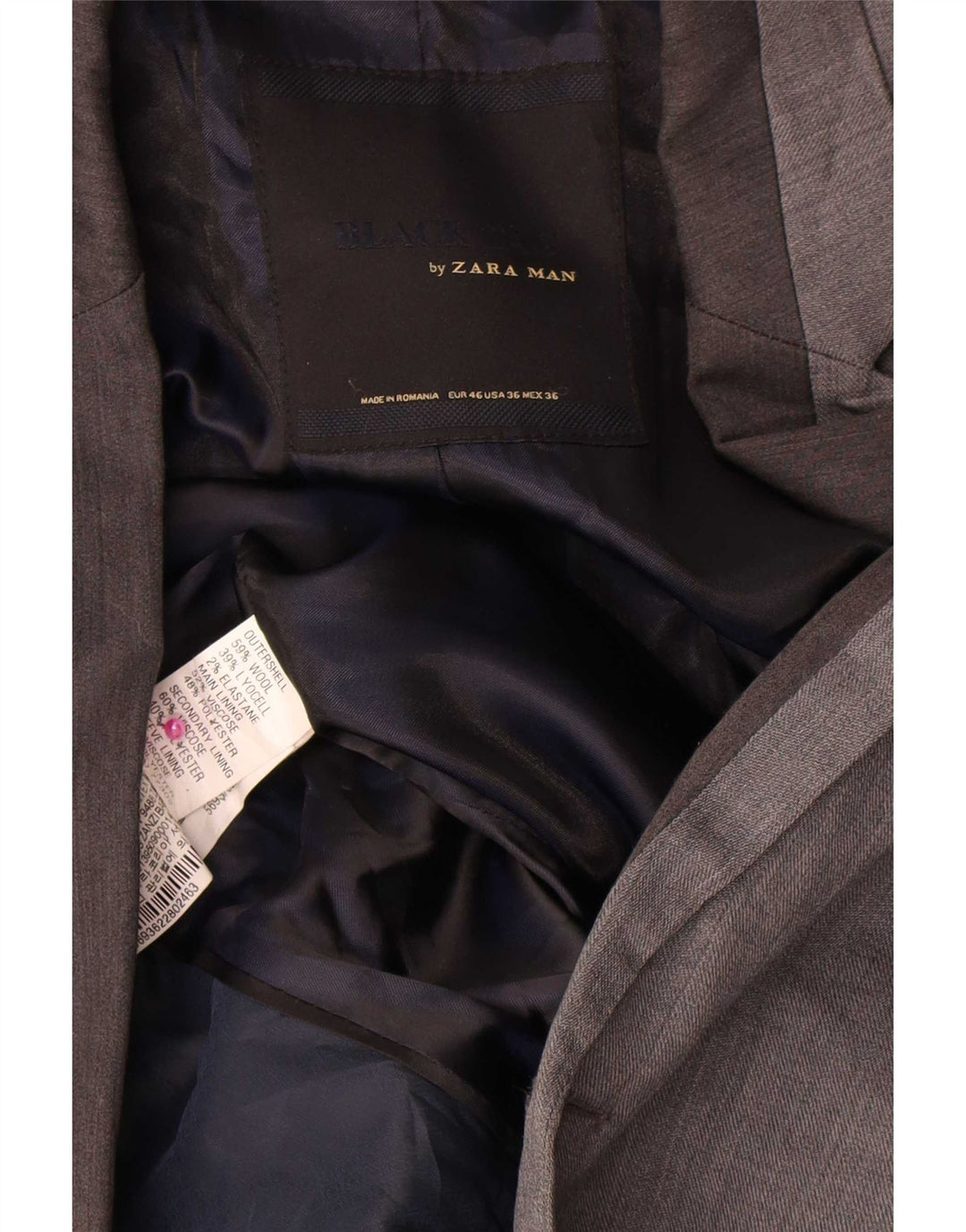 Blazer pentru bărbați Zara, cu 2 nasturi, UK 38 Lână, gri mediu