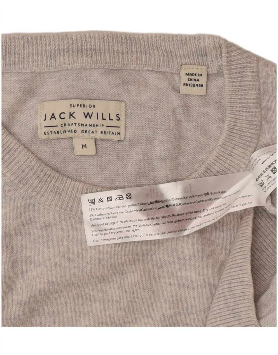 Jack Wills Herre Crew Neck Jumper Sweater Medium Grå Bomuld