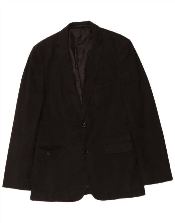 Zara Mens 2 Button Blazer Jacket EU 50 Medium Black Viscose
