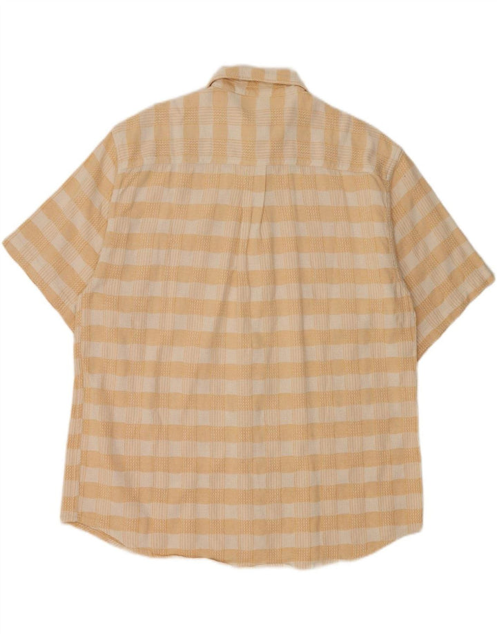 VINTAGE Mens Short Sleeve Flannel Shirt Large Beige Check Vintage Vintage and Second-Hand Vintage from Messina Hembry 