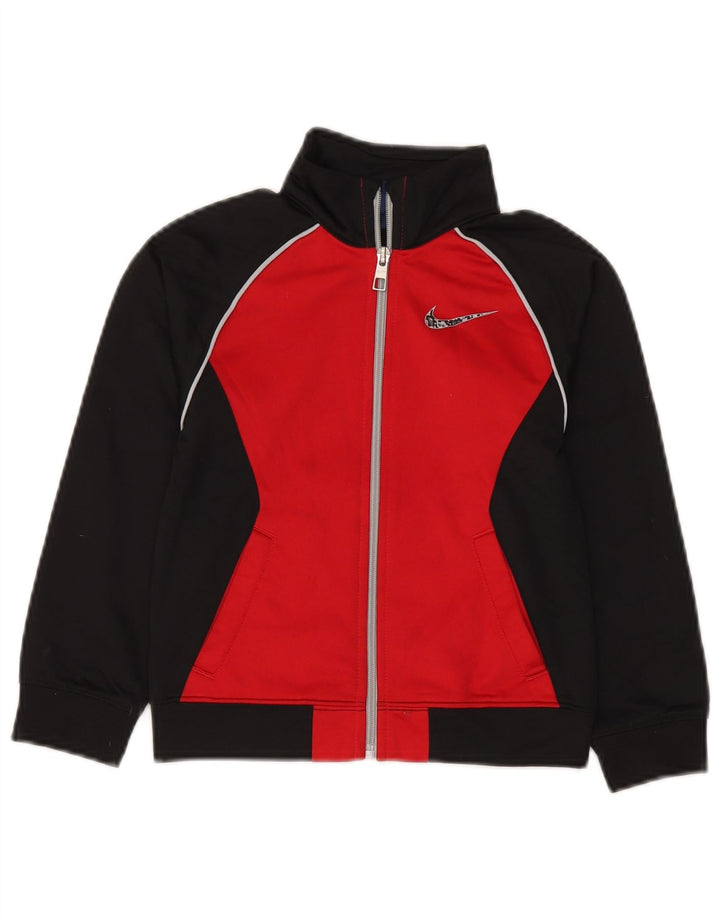 Nike Boys Tracksuit Top Jacket 5-6 Years Black Colourblock Polyester