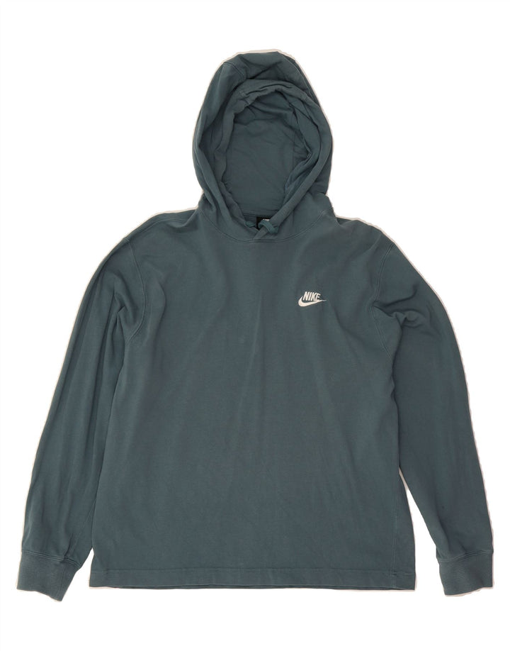 NIKE Womens Oversized Hoodie Jumper UK 14 Medium Blue Cotton Vintage Nike and Second-Hand Nike from Messina Hembry 