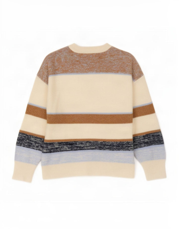 Maglione da uomo girocollo Reiss in lana a righe grandi multicolori