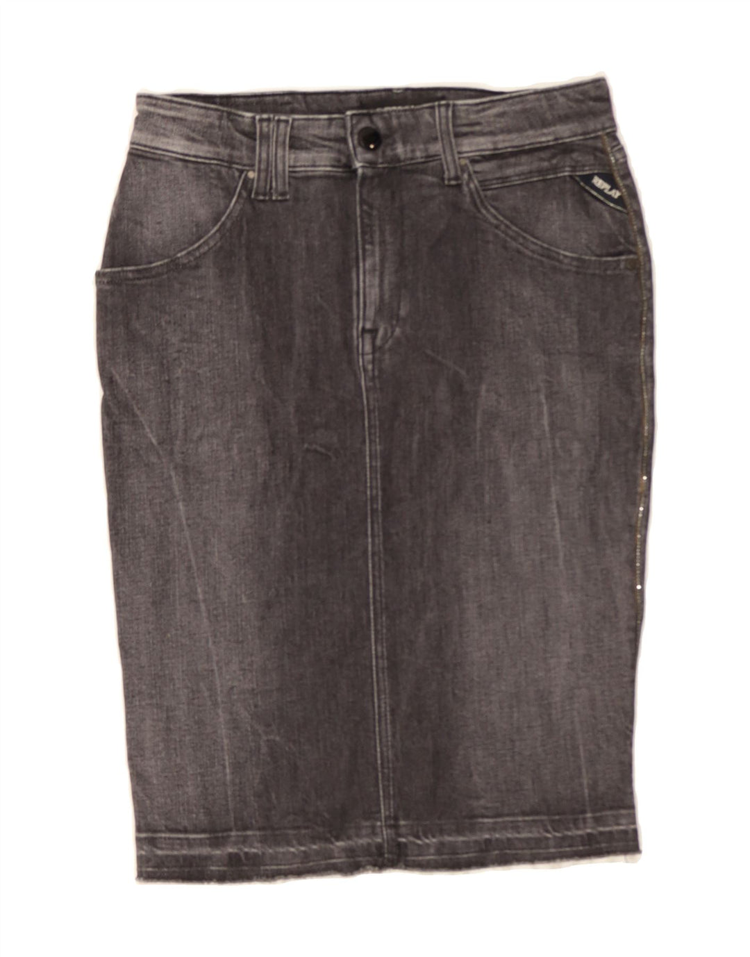 REPLAY Womens Denim Skirt W27 Small  Grey Cotton Vintage Replay and Second-Hand Replay from Messina Hembry 
