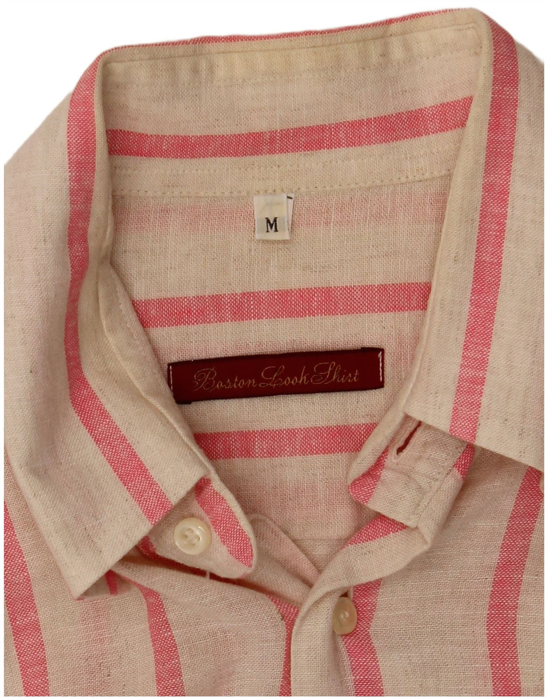 Cămașă Vintage pentru bărbați Medium Off White Pinstripe