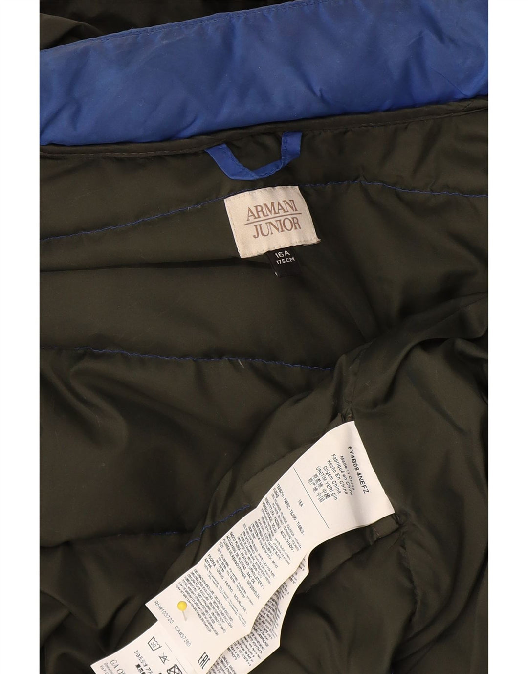 Armani Junior Boys Hooded Padded Jacket 15-16 Years Blue Polyamide