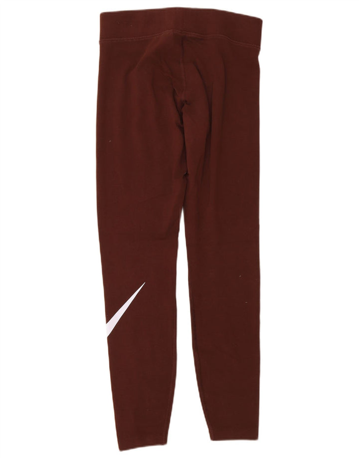 NIKE Womens Graphic Leggings UK 10 Small  Maroon Cotton