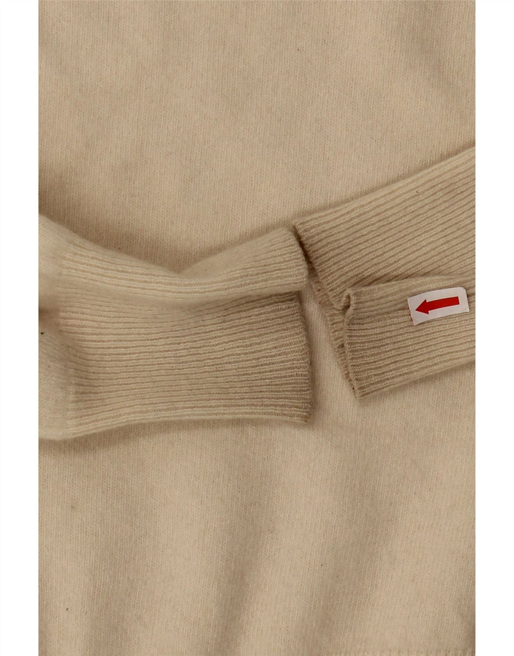 BENETTON Womens Crew Neck Jumper Sweater UK 12 Medium Beige Wool