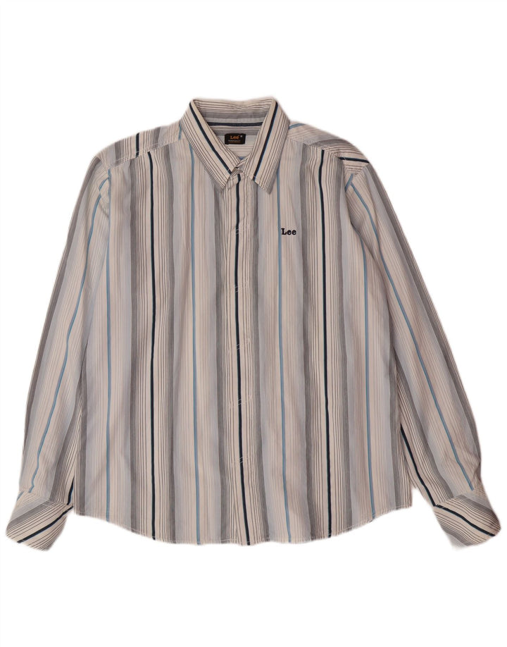 Camicia LEE da uomo in cotone a righe blu medio