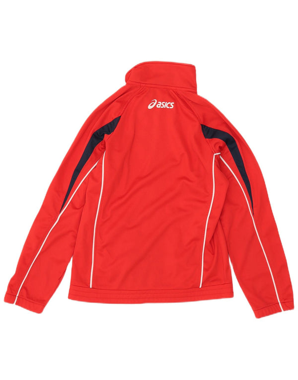 Asics Womens Tracksuit Top Jacket UK 8 Small Red Colourblock