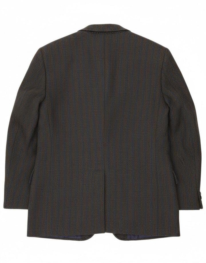 VINTAGE Mens 3 Button Blazer Jacket UK 40 Large Grey Striped Wool Vintage Vintage and Second-Hand Vintage from Messina Hembry 
