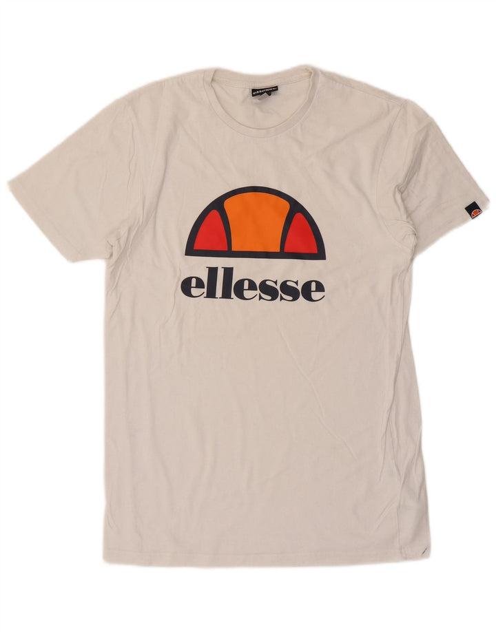 ELLESSE Mens Graphic T-Shirt Top Small White Cotton