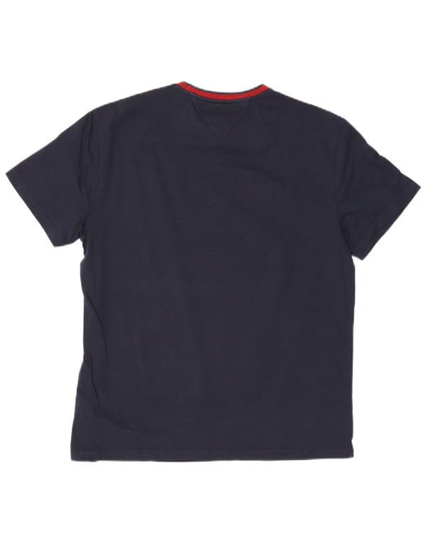 Tommy Hilfiger Mens Graphic T-Shirt Top Large Navy Blue Striped Cotton