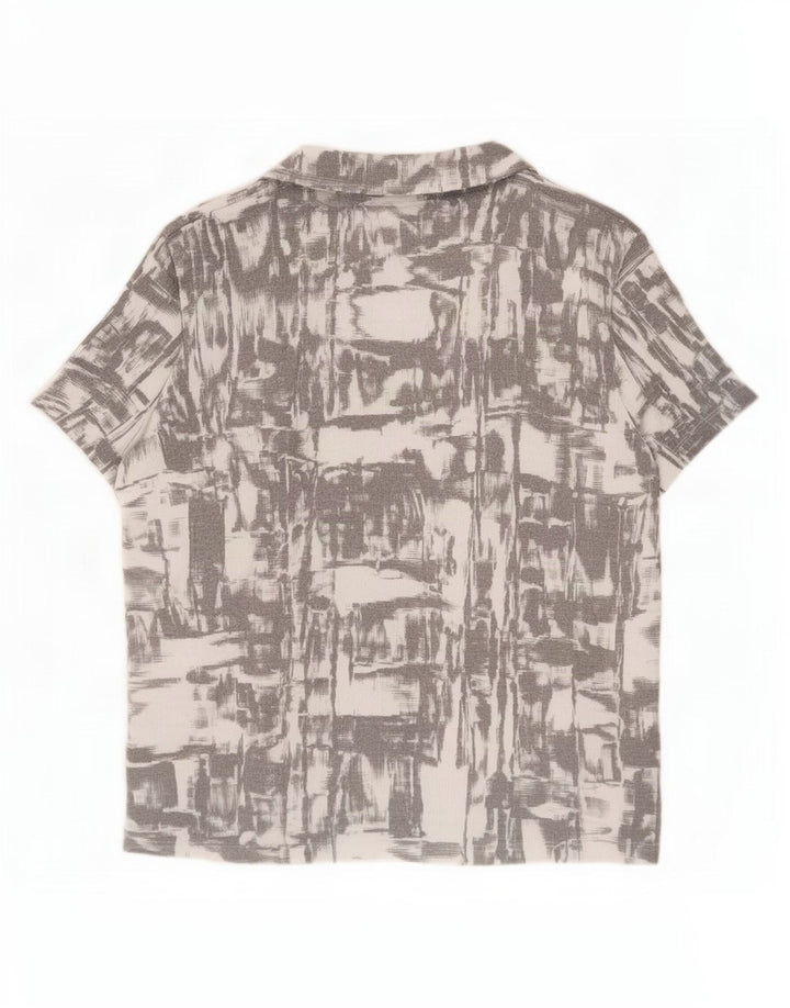 Camisa masculina Zara Abstract Pattern manga curta pequena cinza poliéster