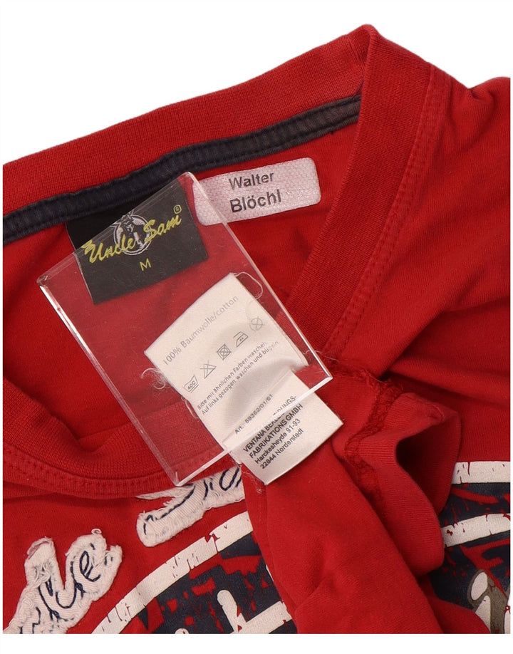 Uncle Sam Mens Graphic T-Shirt Top Medium Red Cotton