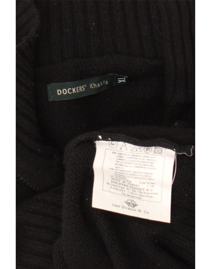 Dockers Mens Cardigan Sweater XL Black Lambswool