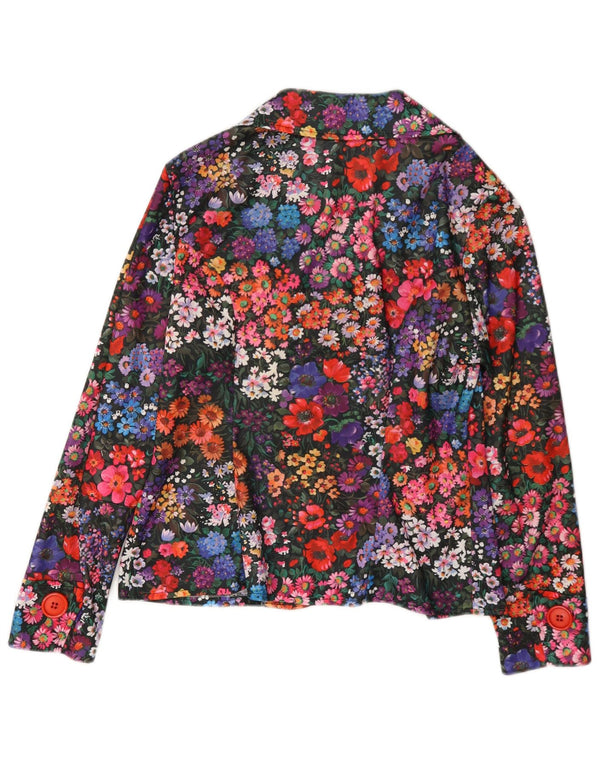 vintage Femme 3 Bouton Blazer Veste UK 14 Moyen Multicolore Floral
