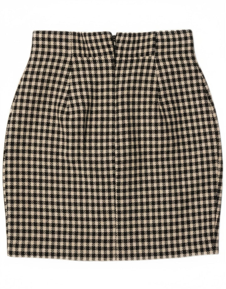 MARINA BABINI Womens Mini Skirt IT 42 Medium W28 Black Gingham Wool Vintage Marina Babini and Second-Hand Marina Babini from Messina Hembry 