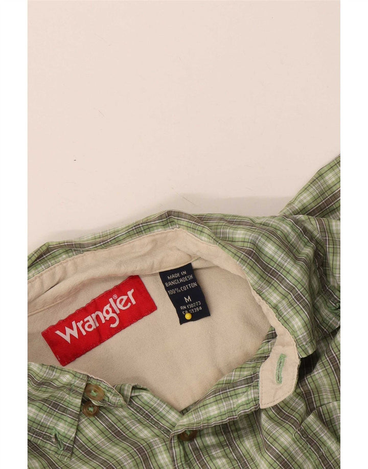 Wrangler Mens Short Sleeve Shirt Medium Green Check Cotton