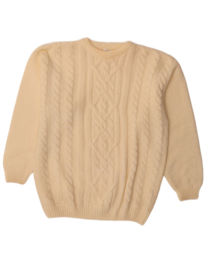 Angelo Muroni Mens Crew Neck Jumper Sweater Large Off White Polyacrylic