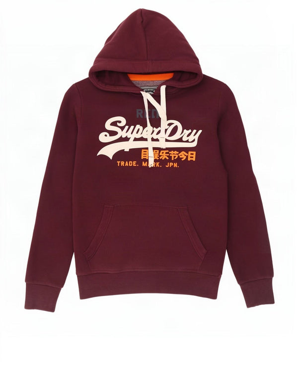 Ανδρικό γραφικό κουκούλα Superdry, μεσαίο βαμβακερό μπορντό