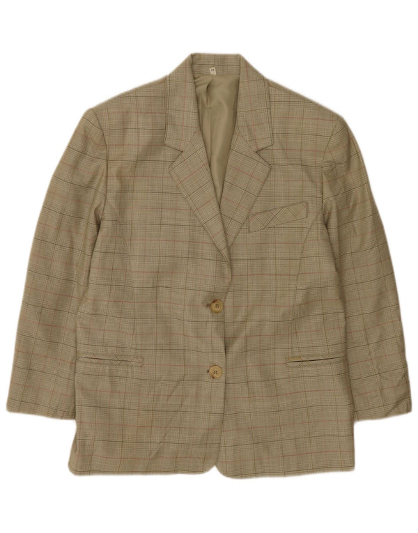 Jachetă vintage pentru femei cu 2 nasturi IT 44 Medium Khaki Check Lână virgină