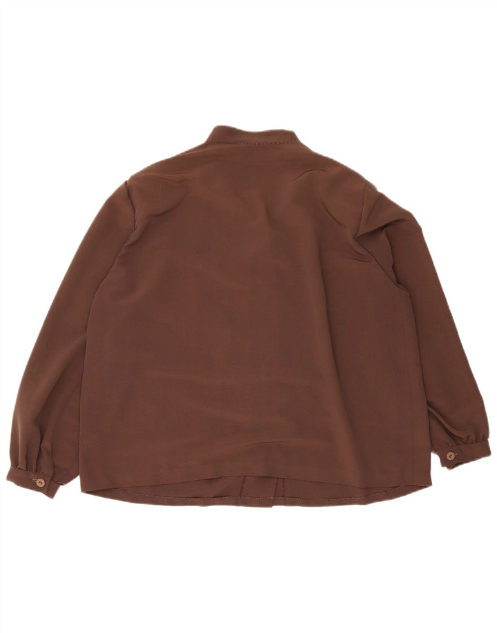 Vintage Womens Shirt Blouse UK 16 Large Brown